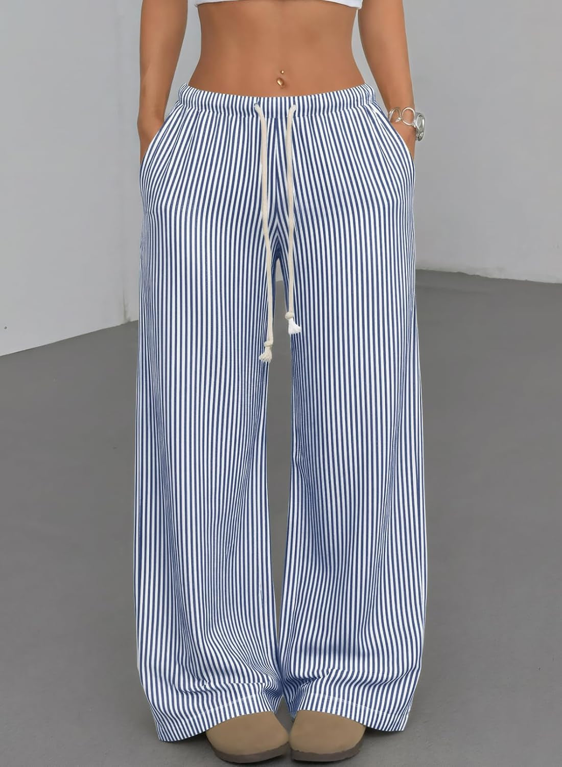Women’s Wide Leg Palazzo Pants – Casual Loose Lounge Trousers with Pockets