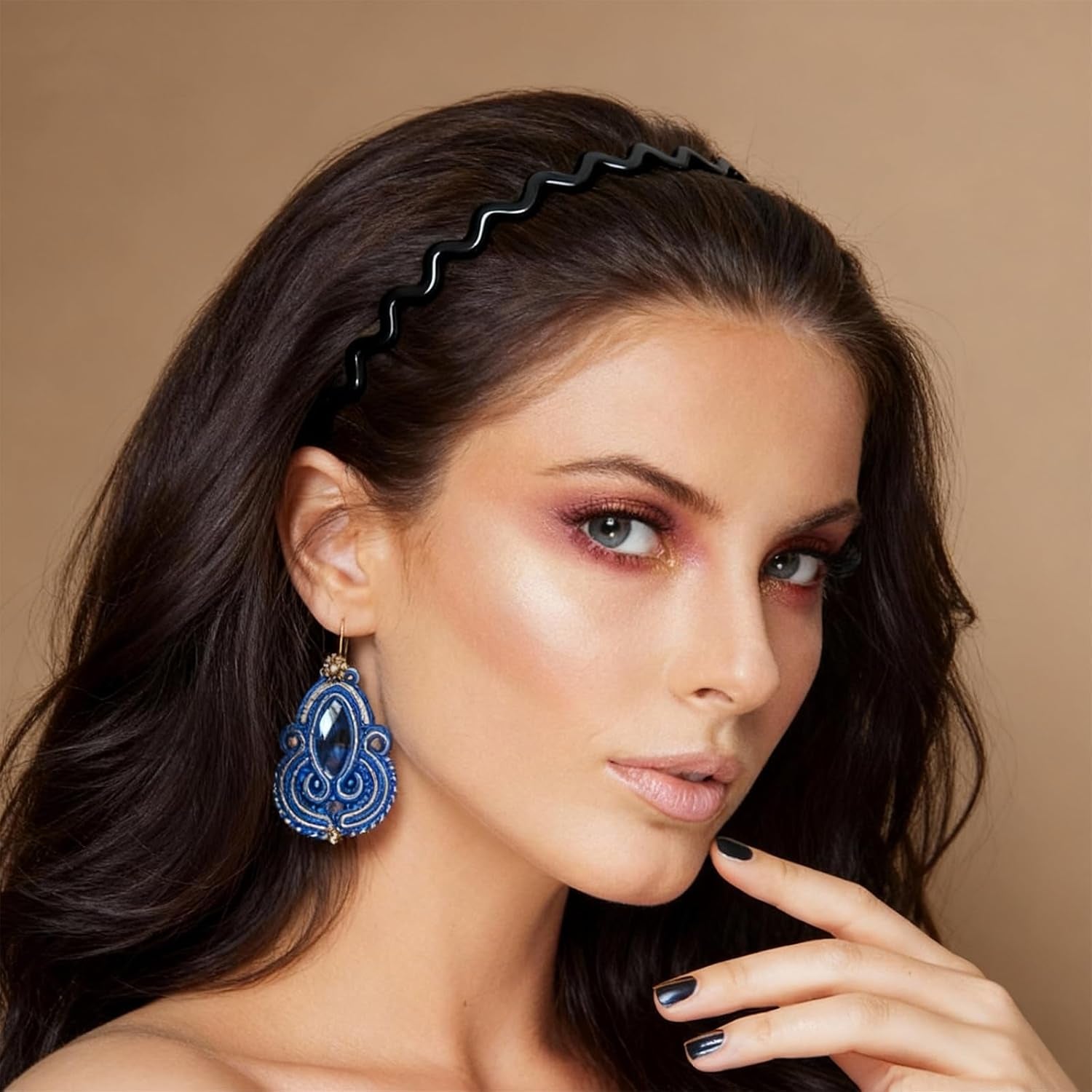 Zigzag Headbands – 2-Pack Non-Slip Slick-Back Hair Comb Headbands for Women