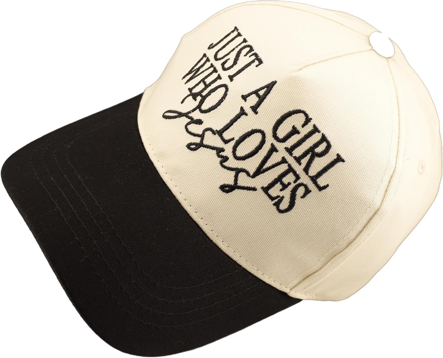 Two Tone Just a Girl Who Loves Jesus - Embroidered Lettering Baseball Cap