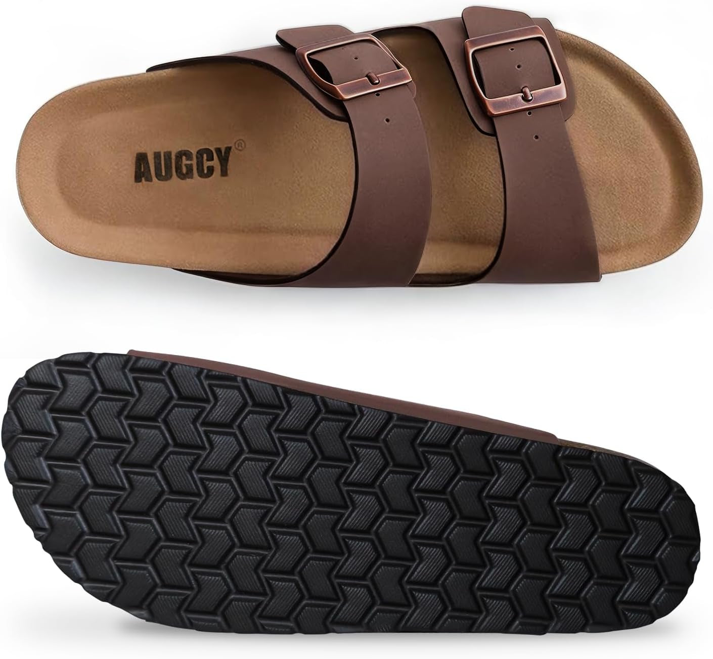 Women’s Cork Footbed Slide Sandals – Adjustable Buckle Arch Support Summer Sandals