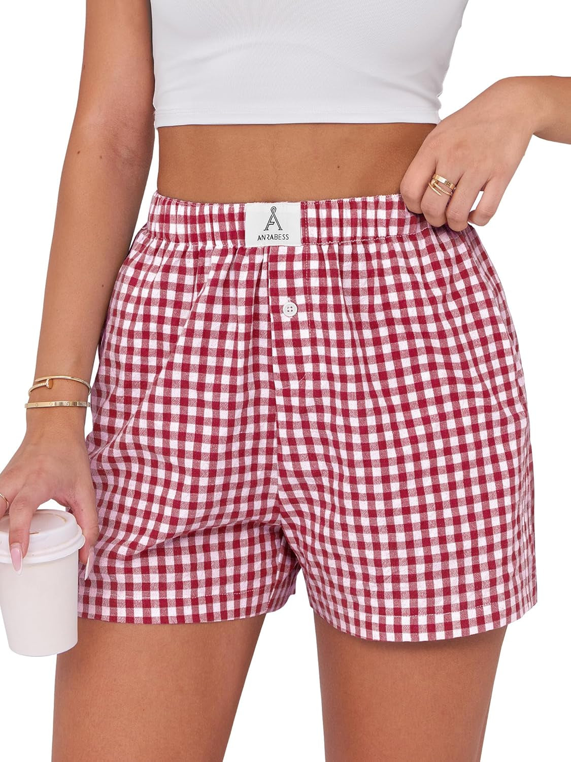 Women’s Gingham Boxer Shorts – Plaid Lounge Sleep Shorts for Summer