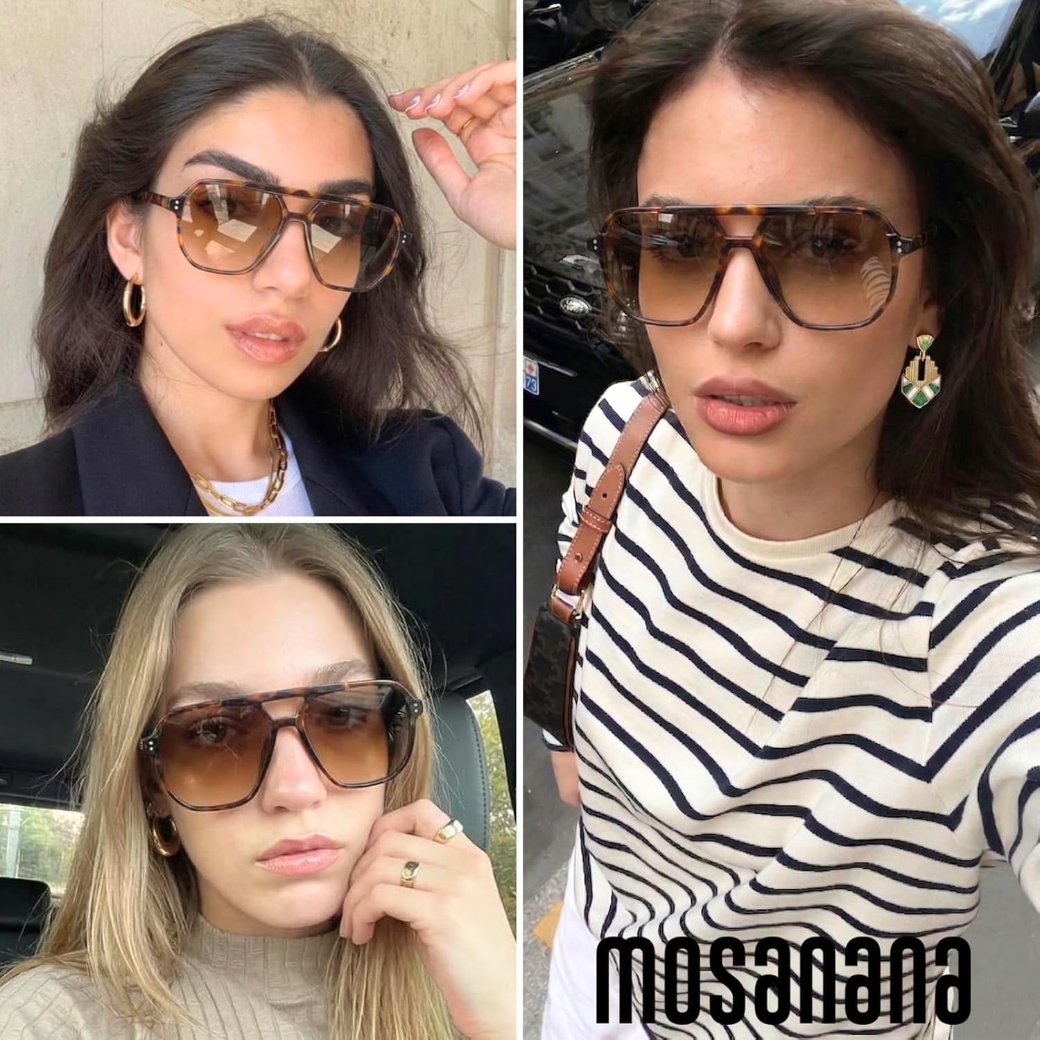 Women’s Oversized Aviator Sunglasses – Polarized UV Protection