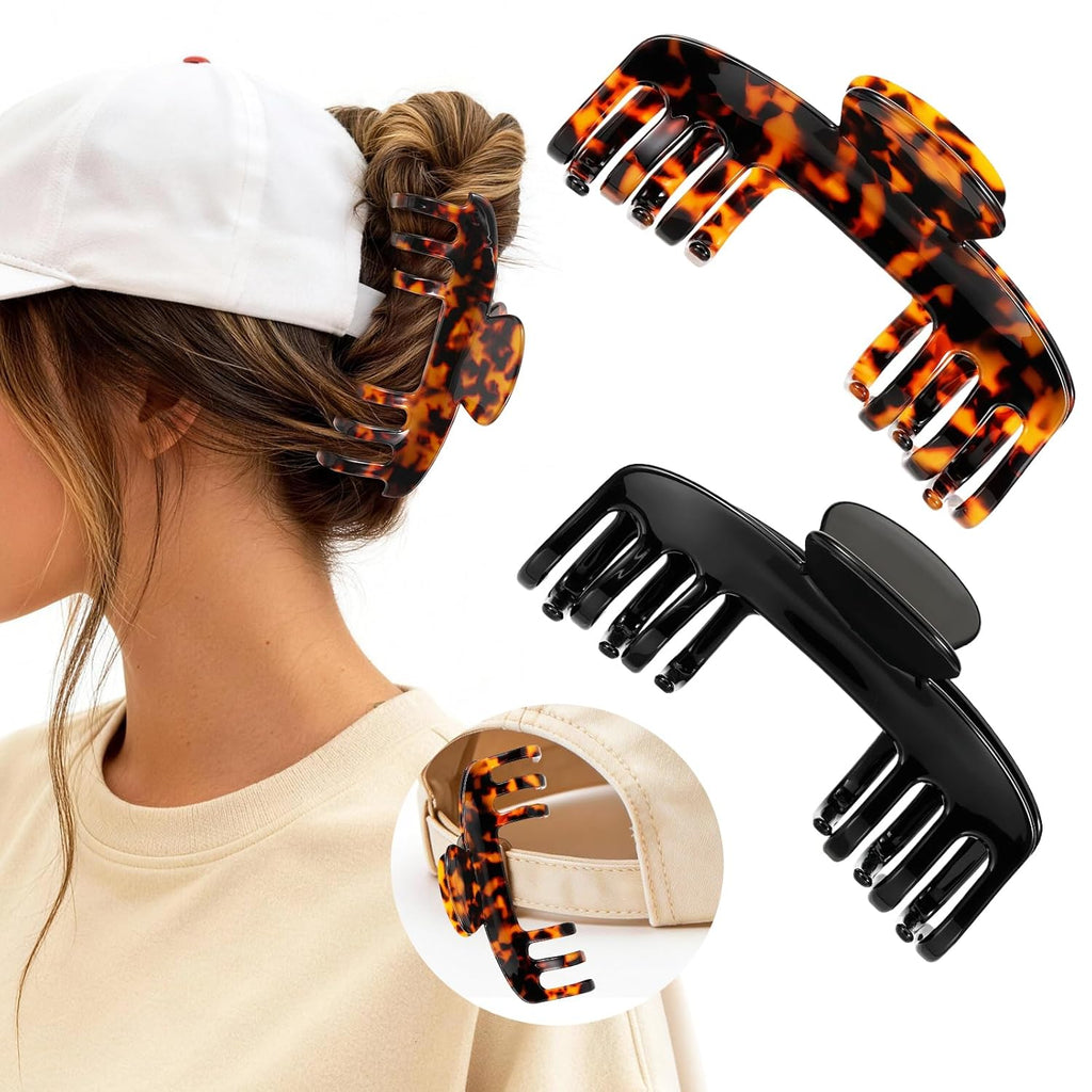 2-Piece Hat Claw Clips – Large Non-Slip Hair Clips for Caps & Trucker Hats