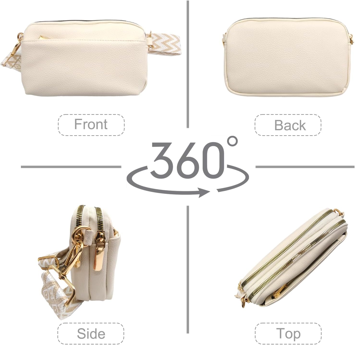 Women’s Vegan Leather Crossbody Bag – Adjustable Shoulder Purse