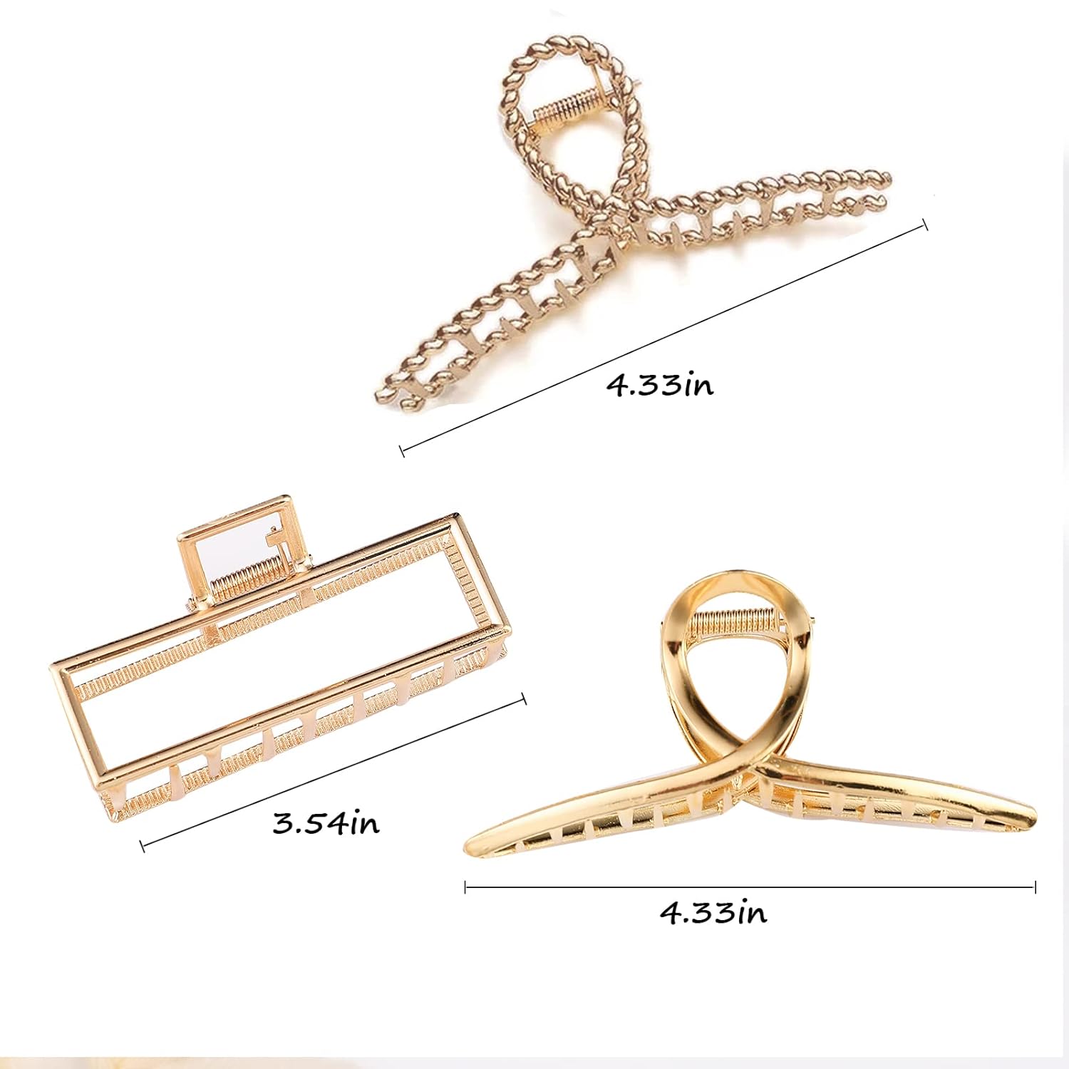 3-Piece Large Metal Claw Clips – Strong Hold Non-Slip Hair Clips for Thick Hair