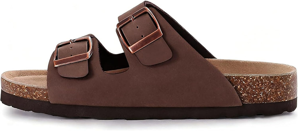 Women’s Cork Footbed Slide Sandals – Adjustable Buckle Arch Support Summer Sandals
