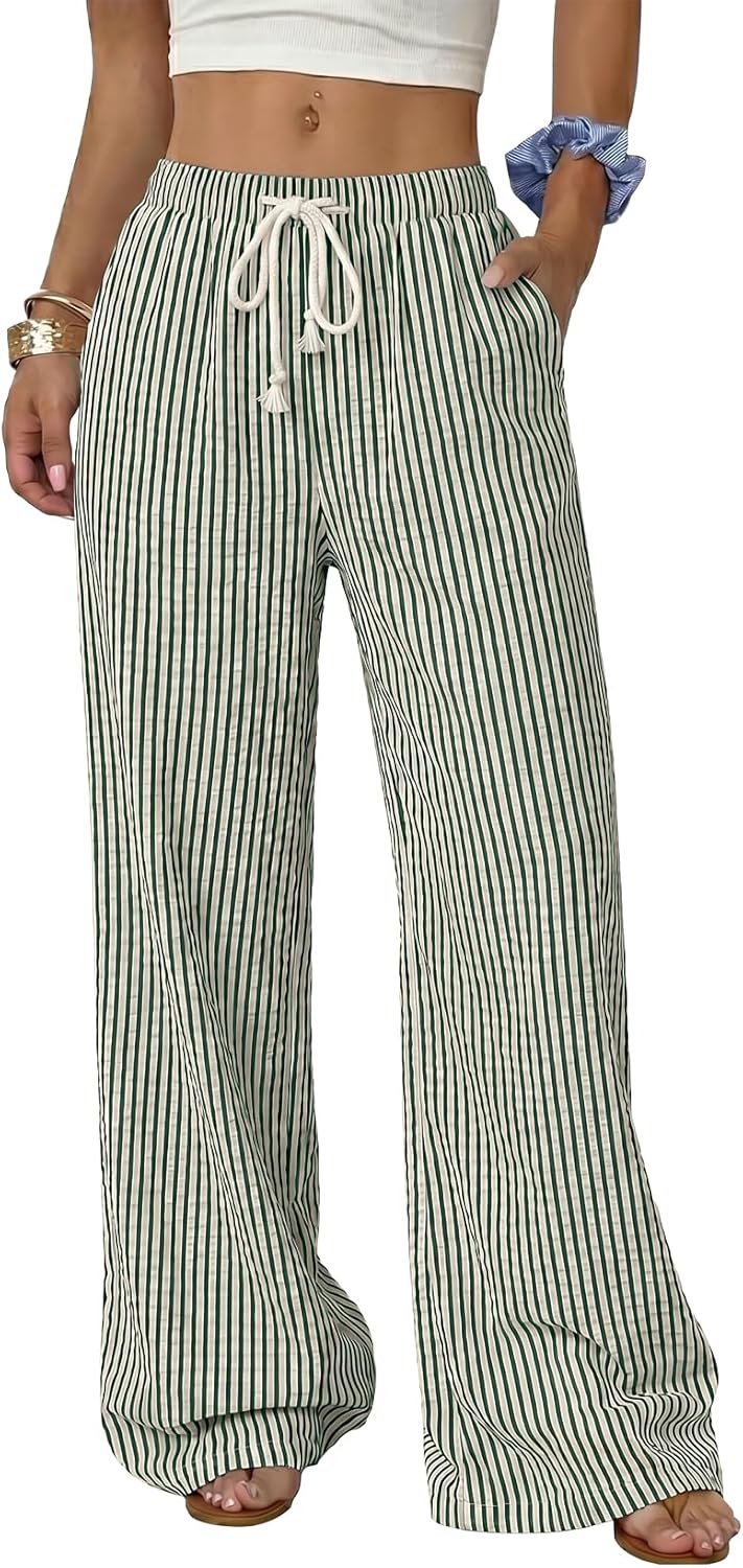 Women’s Wide Leg Palazzo Pants – Casual Loose Lounge Trousers with Pockets