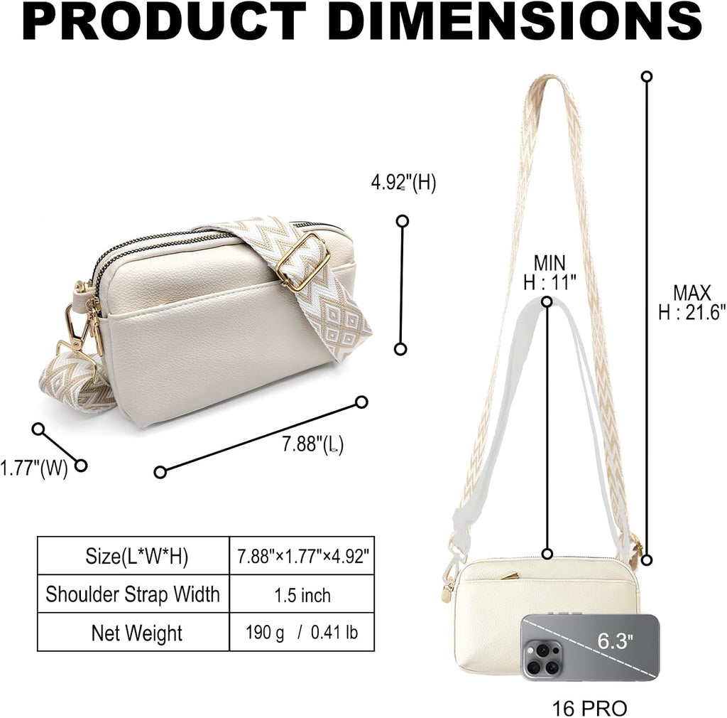 Women’s Vegan Leather Crossbody Bag – Adjustable Shoulder Purse