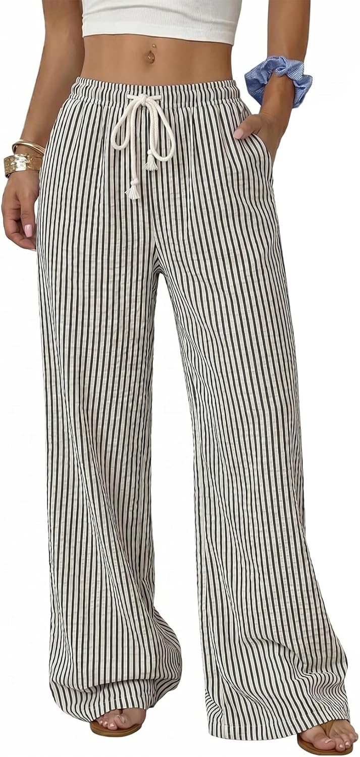 Women’s Wide Leg Palazzo Pants – Casual Loose Lounge Trousers with Pockets