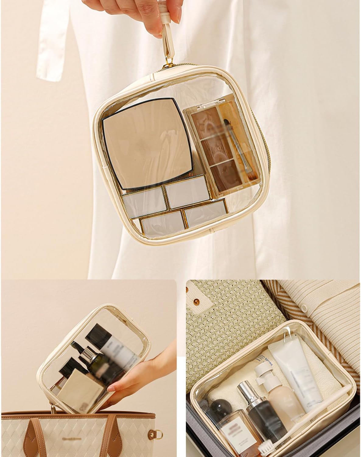3-Piece Clear Travel Makeup Bag Set – Waterproof Transparent Toiletry Pouches