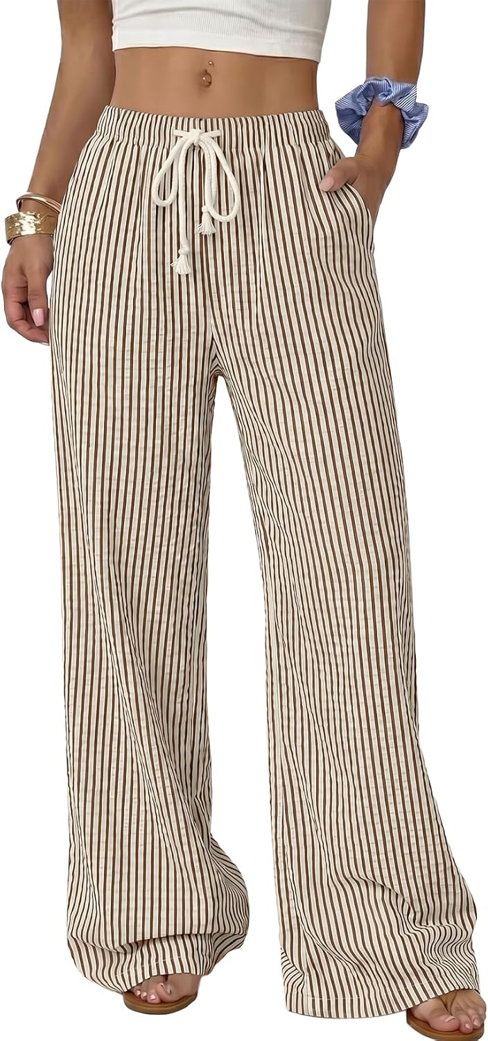Women’s Wide Leg Palazzo Pants – Casual Loose Lounge Trousers with Pockets