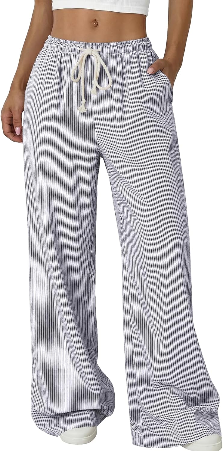 Women’s Wide Leg Palazzo Pants – Casual Loose Lounge Trousers with Pockets