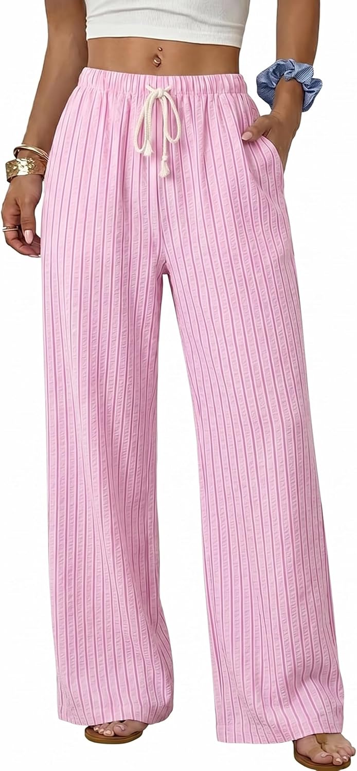 Women’s Wide Leg Palazzo Pants – Casual Loose Lounge Trousers with Pockets