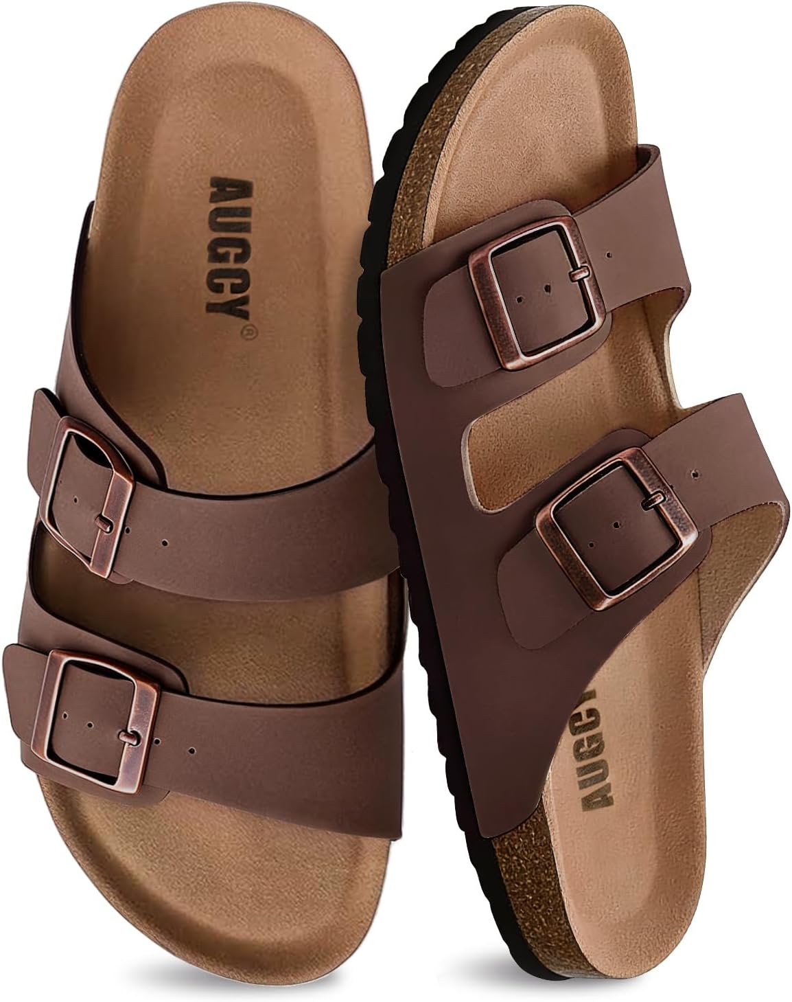 Women’s Cork Footbed Slide Sandals – Adjustable Buckle Arch Support Summer Sandals