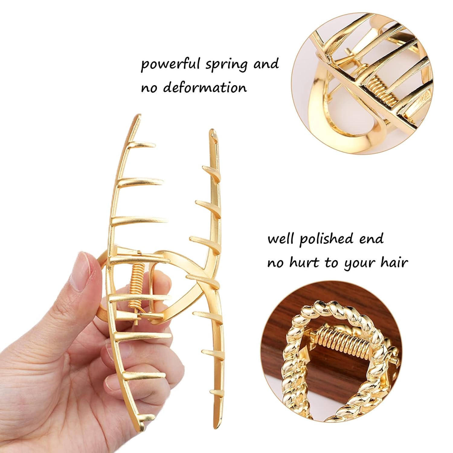 3-Piece Large Metal Claw Clips – Strong Hold Non-Slip Hair Clips for Thick Hair
