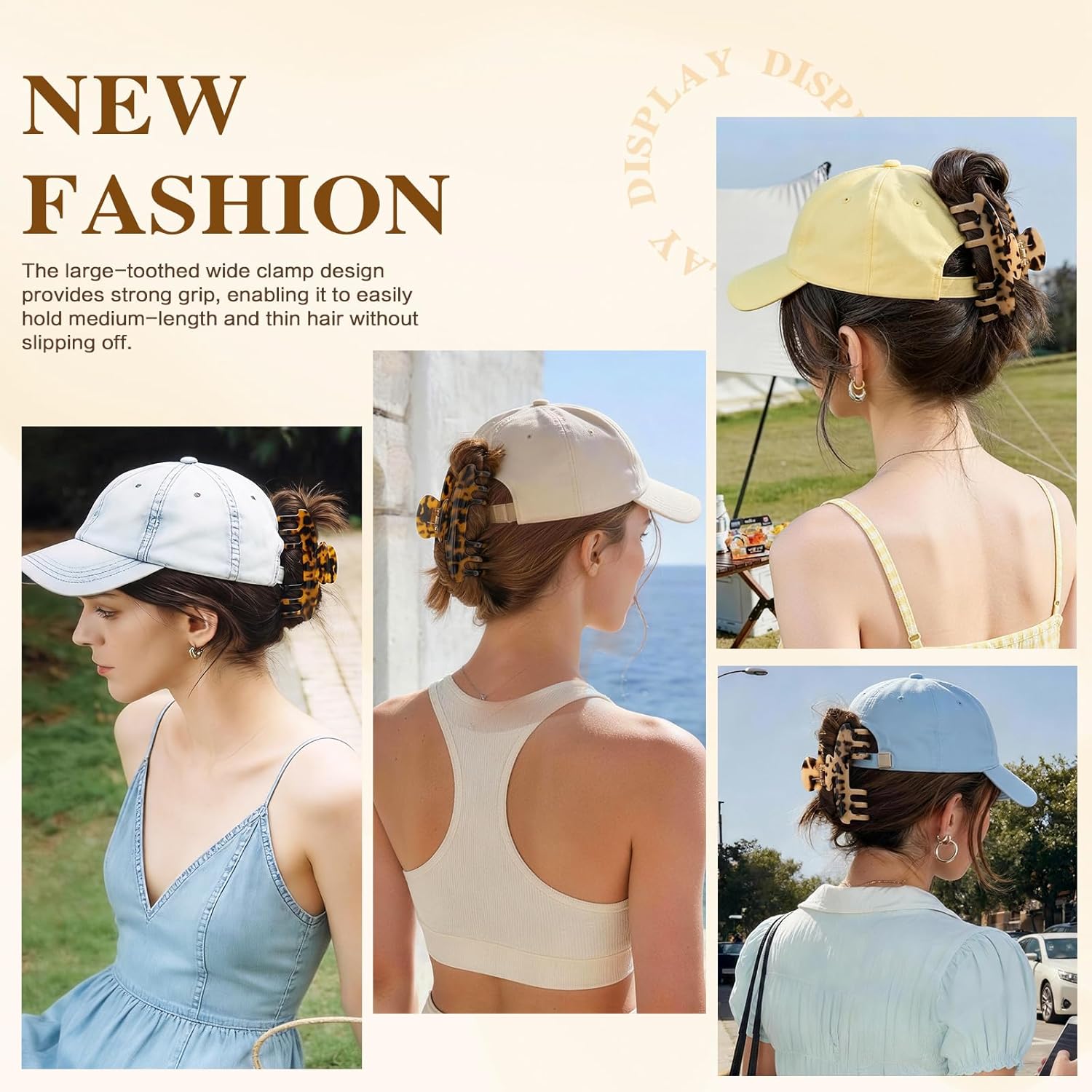 2-Piece Hat Claw Clips – Large Non-Slip Hair Clips for Caps & Trucker Hats