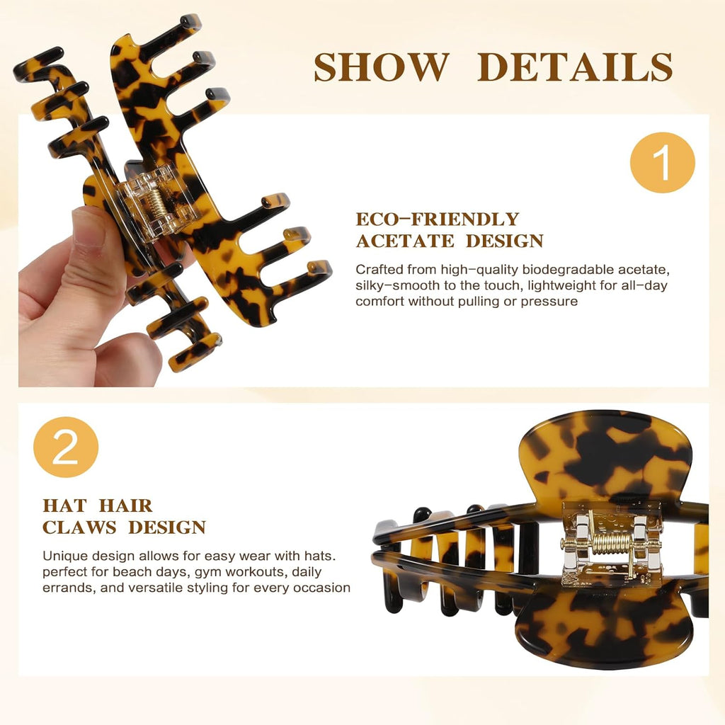 2-Piece Hat Claw Clips – Large Non-Slip Hair Clips for Caps & Trucker Hats