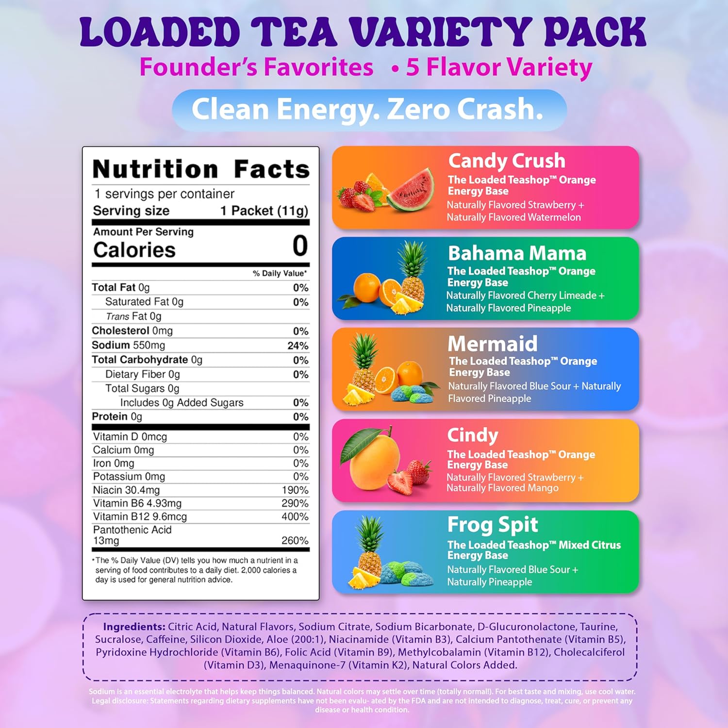 Energy Drink Mix Sticks – Founder’s Favorites Variety Pack, Zero Sugar, 200mg Green Tea Caffeine