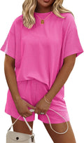 Womens Pajama Sets Short Sleeve Lounge Sets 2 Piece Pjs Tops and Shorts Outfits Matching Loungewear with Pockets