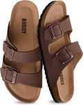 Women’s Cork Footbed Slide Sandals – Adjustable Buckle Arch Support Summer Sandals