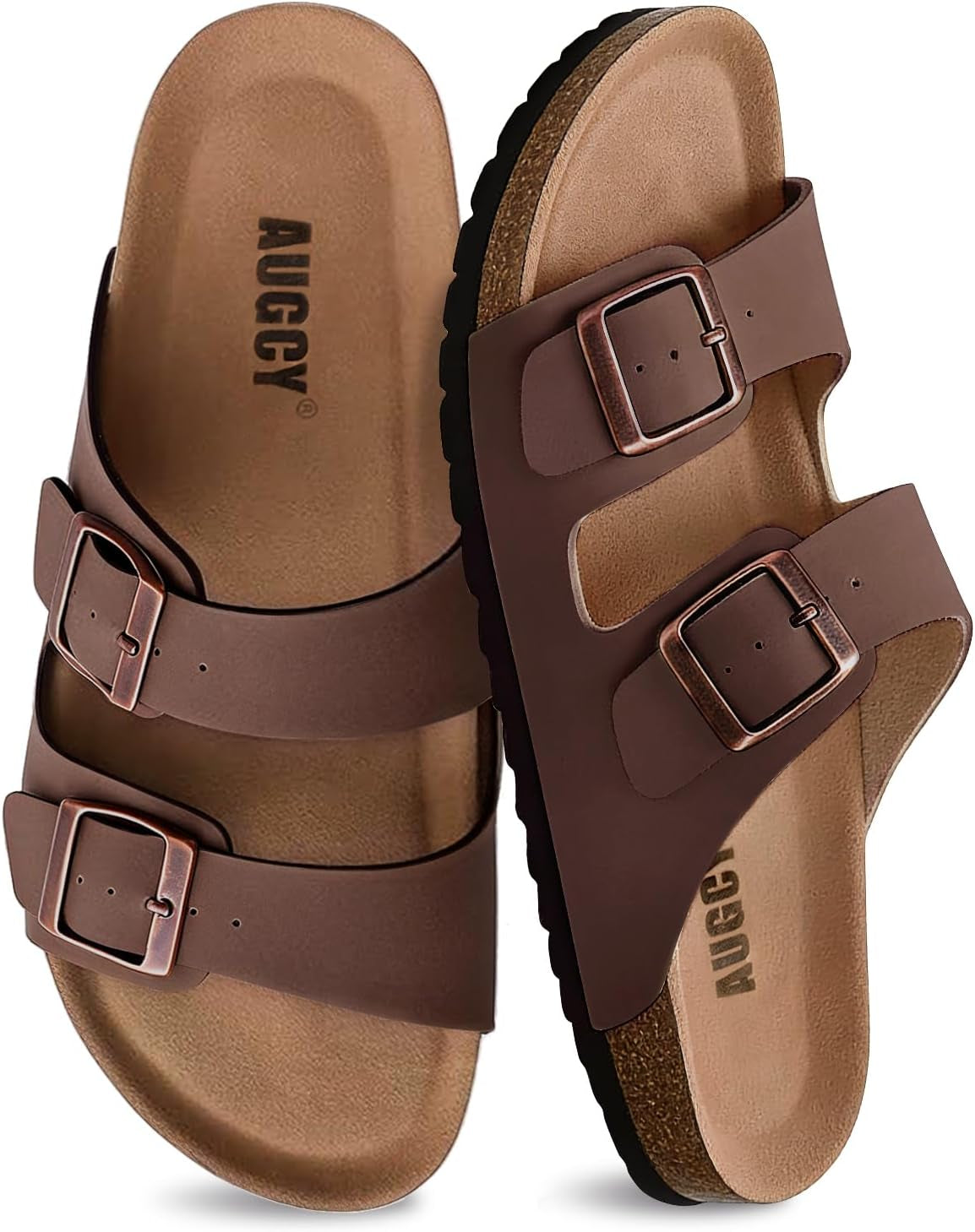 Women’s Cork Footbed Slide Sandals – Adjustable Buckle Arch Support Summer Sandals