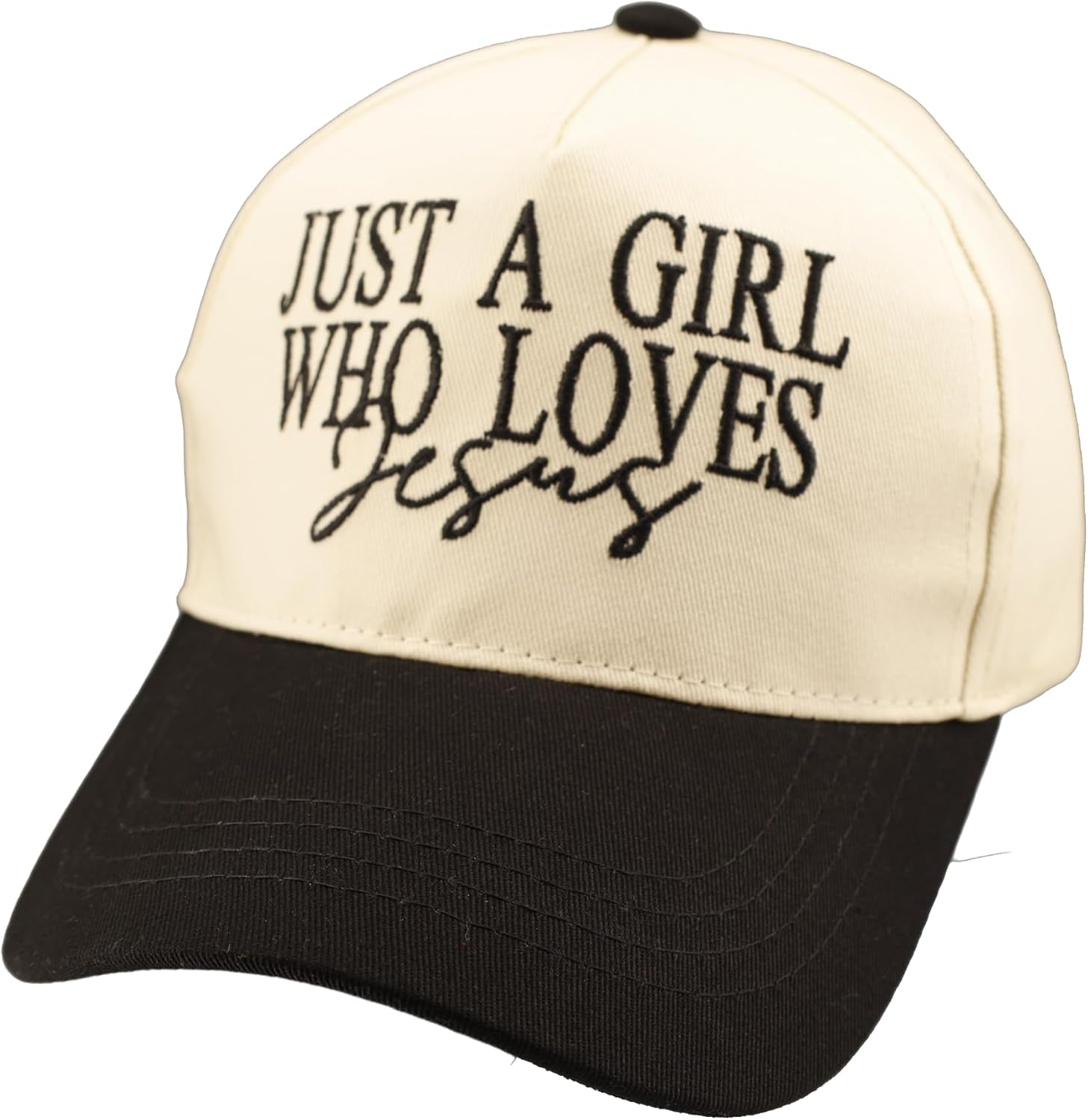 Two Tone Just a Girl Who Loves Jesus - Embroidered Lettering Baseball Cap