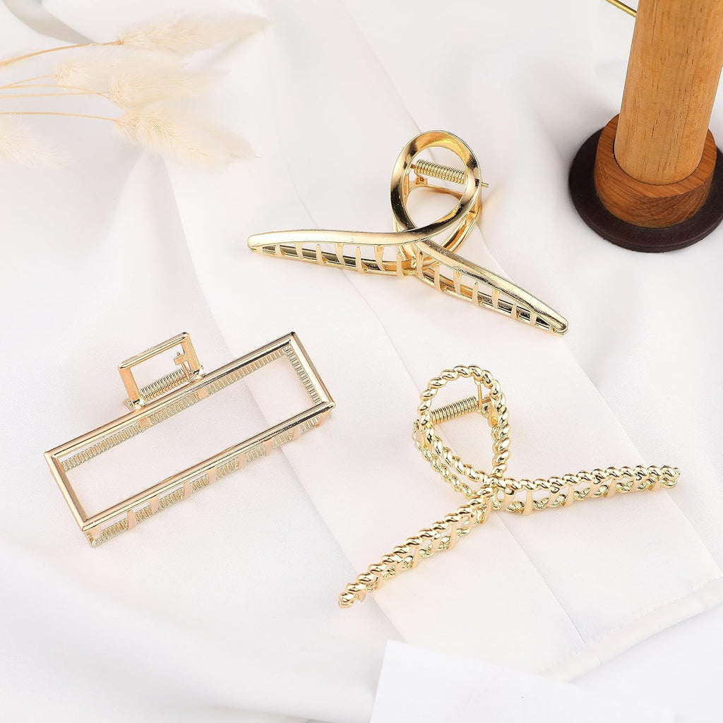 3-Piece Large Metal Claw Clips – Strong Hold Non-Slip Hair Clips for Thick Hair