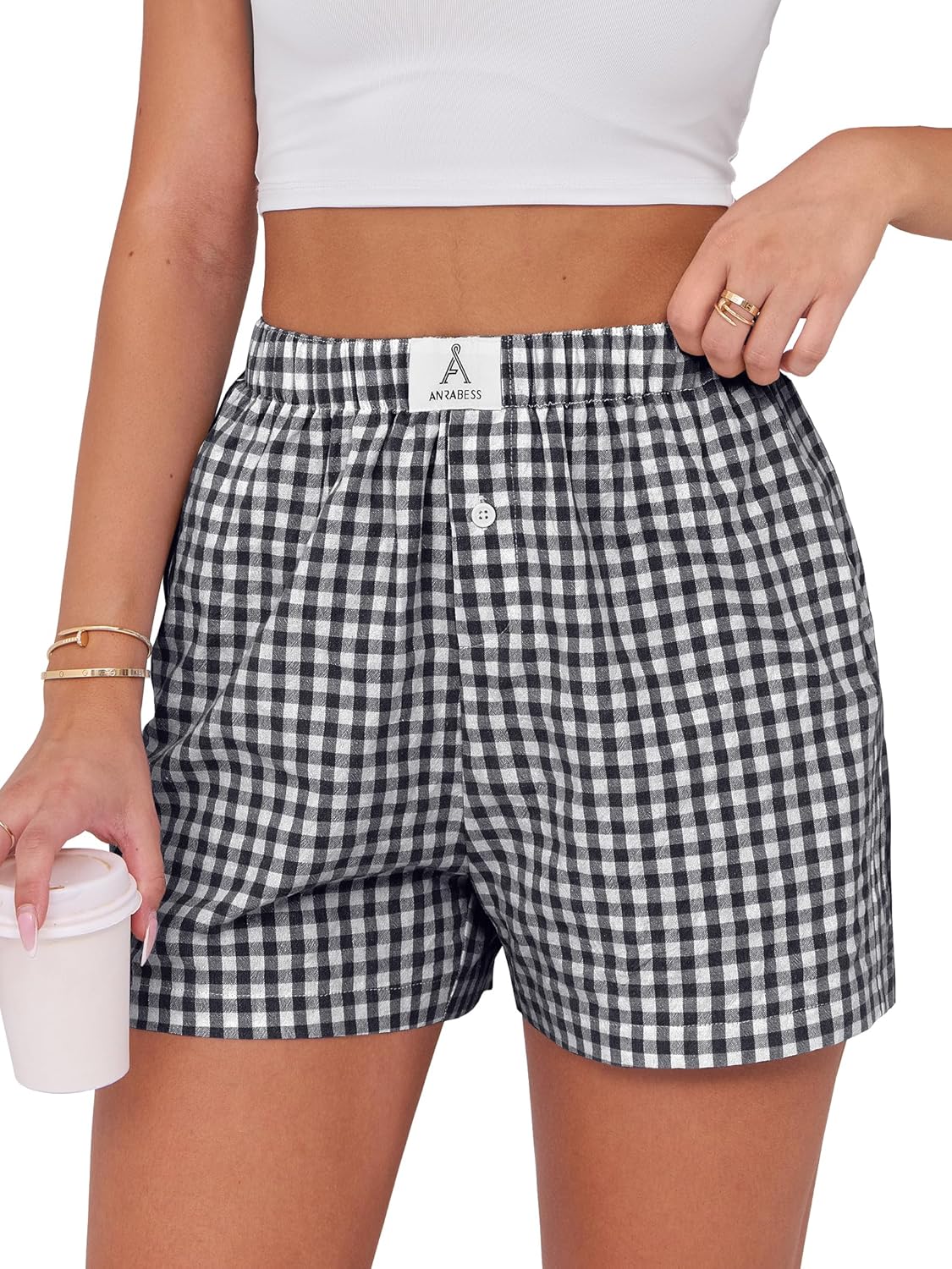 Women’s Gingham Boxer Shorts – Plaid Lounge Sleep Shorts for Summer