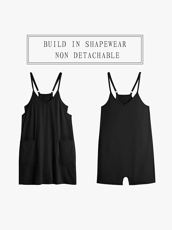 Women’s Athletic Tennis Dress – Sleeveless Spaghetti Strap Workout Dress with Pockets