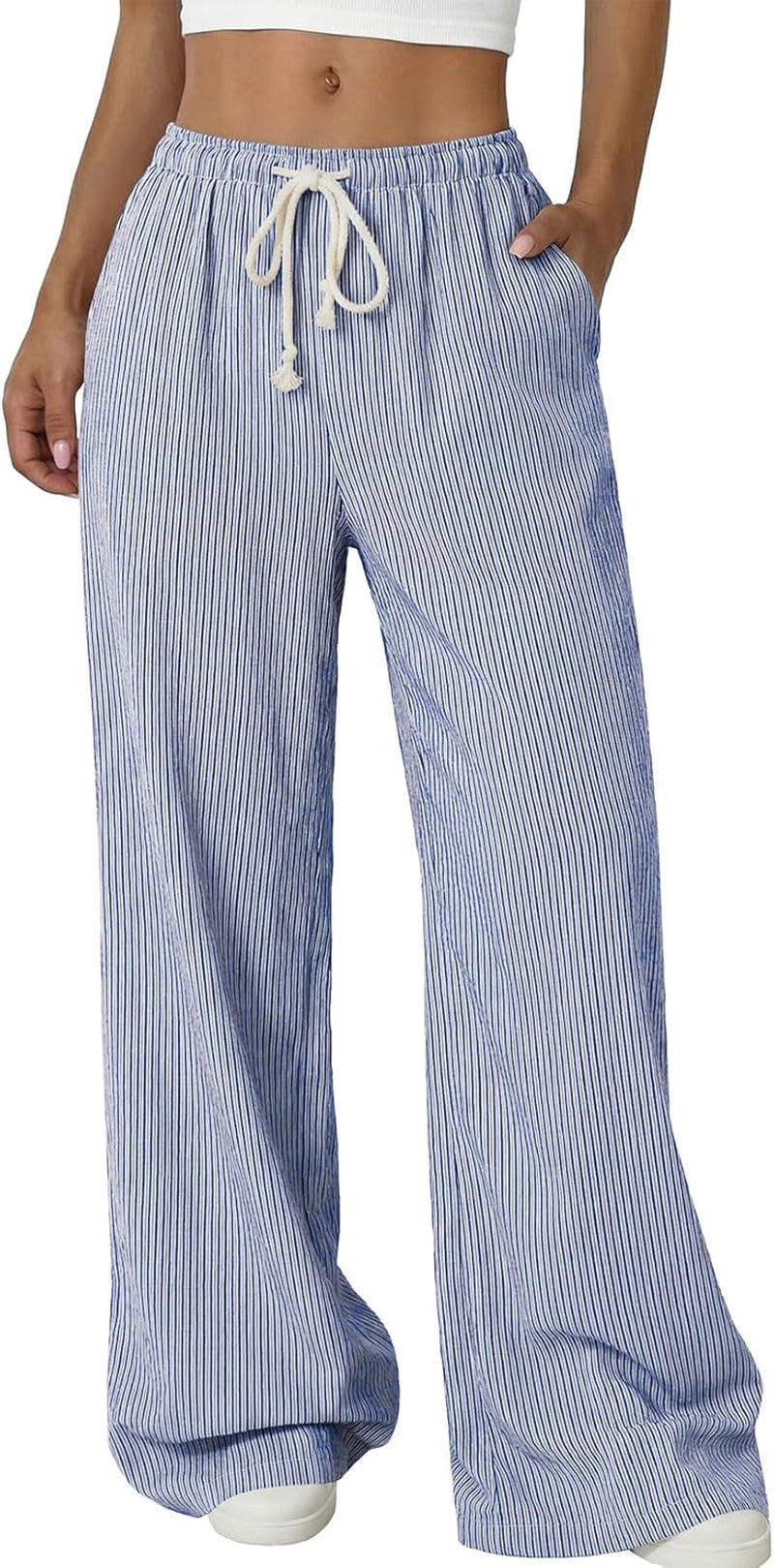 Women’s Wide Leg Palazzo Pants – Casual Loose Lounge Trousers with Pockets