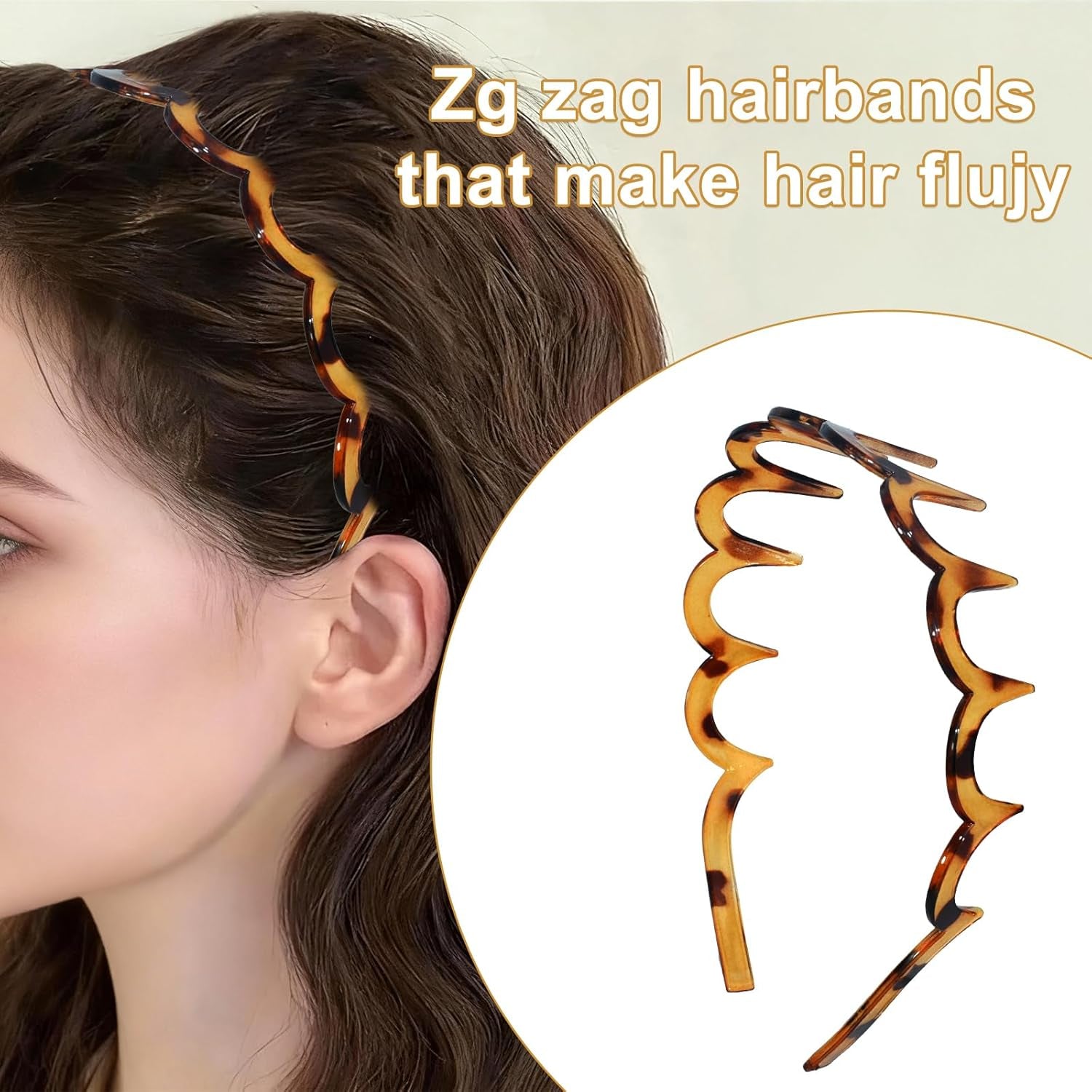 Zigzag Headbands – 2-Pack Non-Slip Slick-Back Hair Comb Headbands for Women