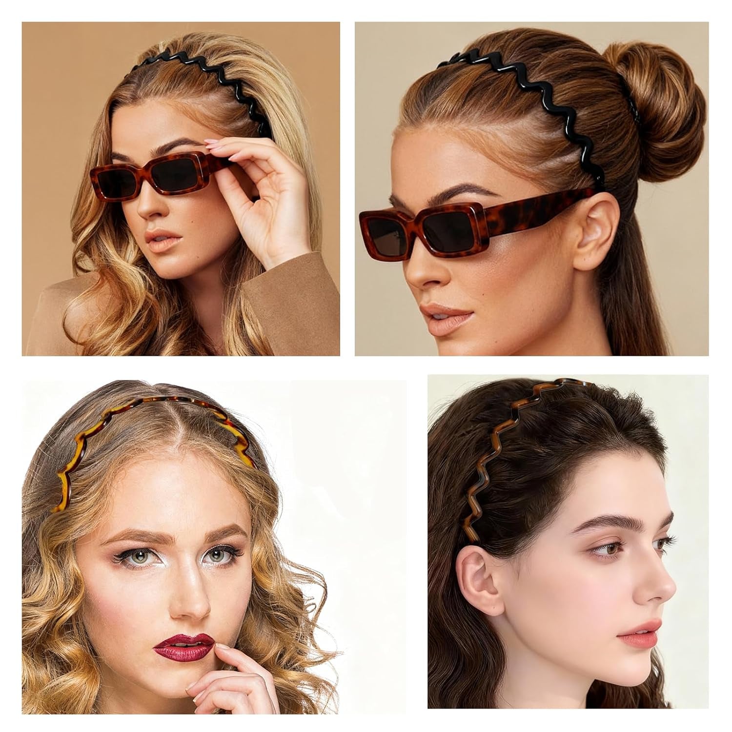 Zigzag Headbands – 2-Pack Non-Slip Slick-Back Hair Comb Headbands for Women