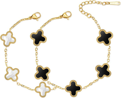 18K Gold Four-Leaf Clover Bracelet – Lucky Link Bracelet for Women