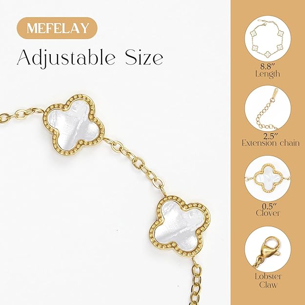 18K Gold Four-Leaf Clover Bracelet – Lucky Link Bracelet for Women