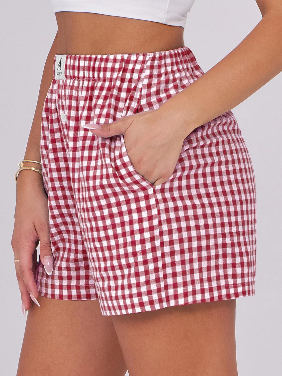 Women’s Gingham Boxer Shorts – Plaid Lounge Sleep Shorts for Summer