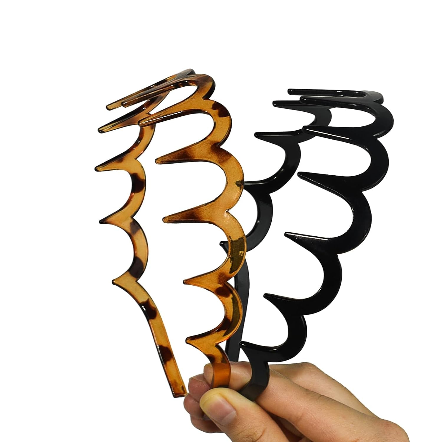 Zigzag Headbands – 2-Pack Non-Slip Slick-Back Hair Comb Headbands for Women