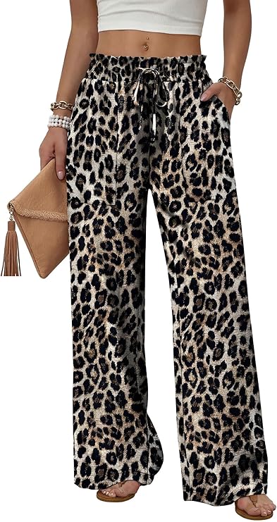 Women’s Wide-Leg Drawstring Pants – Loose Summer Trousers with Pockets