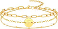 Gold Initial Bracelet – 18K Gold Plated Letter Charm Bracelet for Women