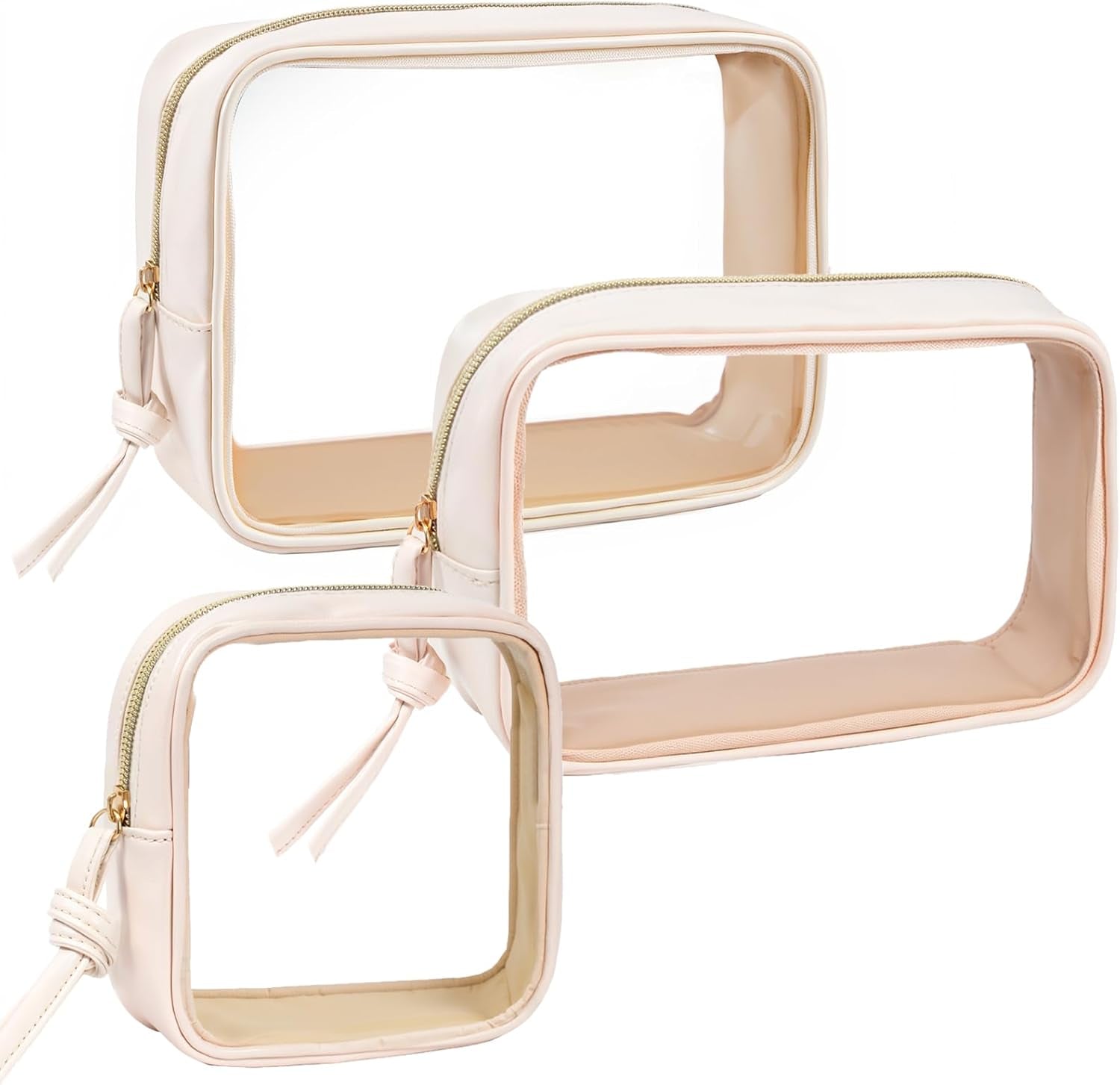 3-Piece Clear Travel Makeup Bag Set – Waterproof Transparent Toiletry Pouches