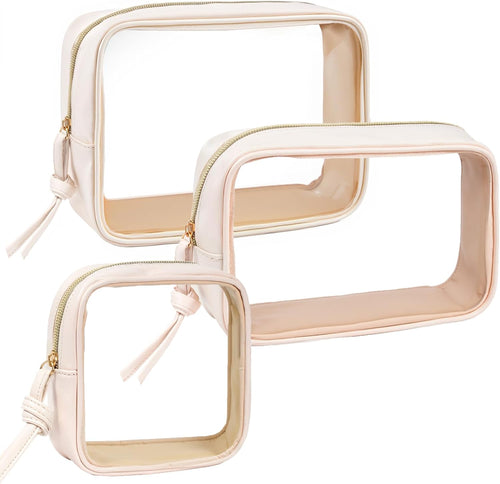 3-Piece Clear Travel Makeup Bag Set – Waterproof Transparent Toiletry Pouches