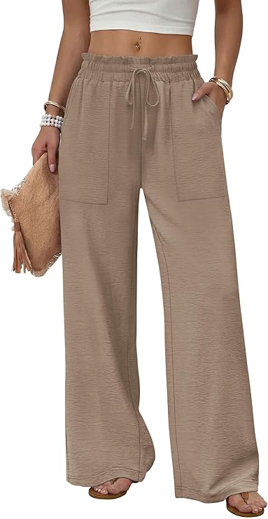 Women’s Wide-Leg Drawstring Pants – Loose Summer Trousers with Pockets