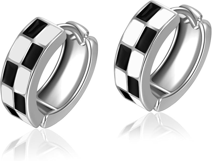 Checker Small Hoop Earrings – Enamel Hoop Earrings for Women