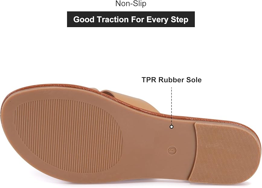 Women’s Minimalist Memory Foam Slide Sandals – Soft Leather Casual Flat Slippers