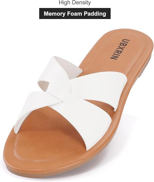 Women’s Minimalist Memory Foam Slide Sandals – Soft Leather Casual Flat Slippers